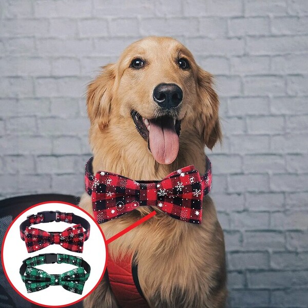 Festligt hundehalsbånd med snefnug