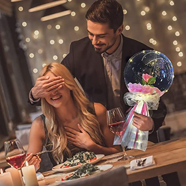 LED ballon med rose